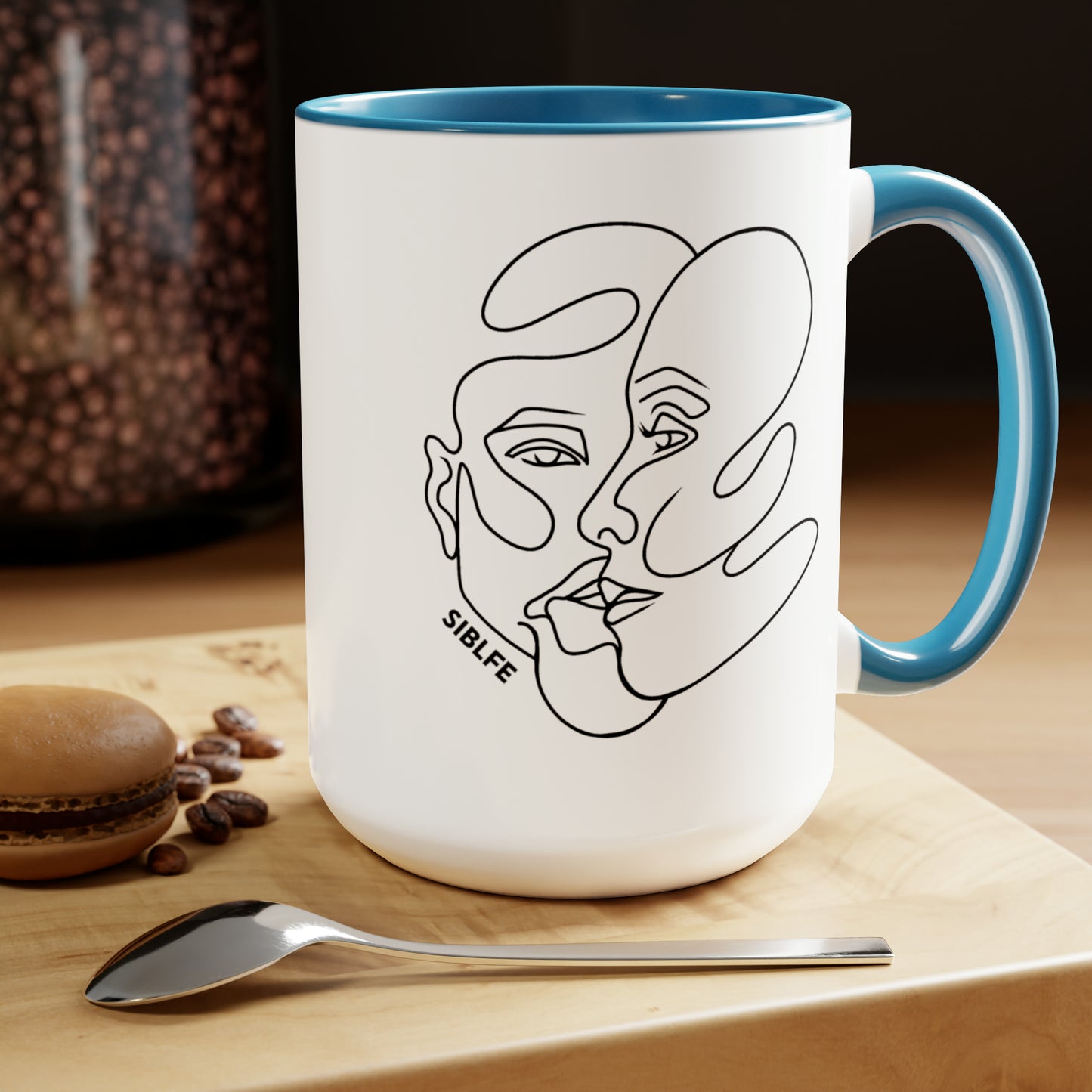 SIBLFE Two-Tone Line Art Mugs, 15oz